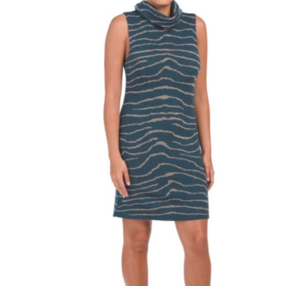 Elisabetta Italian Animal Print Bodycon Sweater Dress Made in Italy Size Large